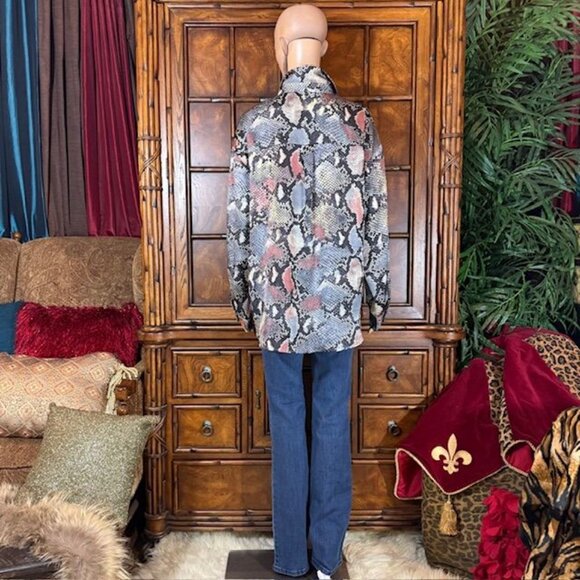 Tronjori Copper Snake Print Oversize Button Down Shirt - Picture 7 of 15